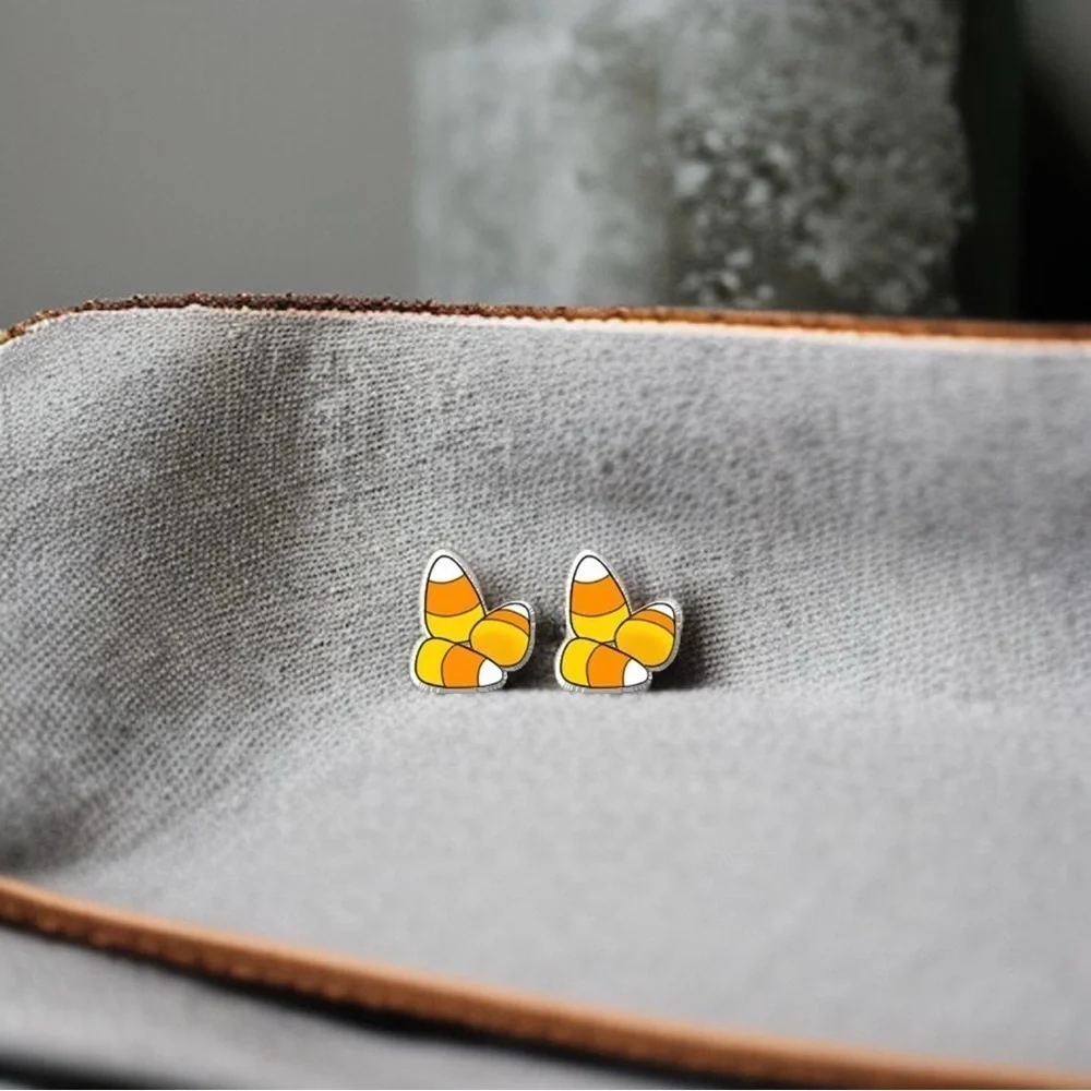 Boo-tiful Candy Corn Stud Earrings - Handmade Halloween Delight! 🎃 NWT Studs